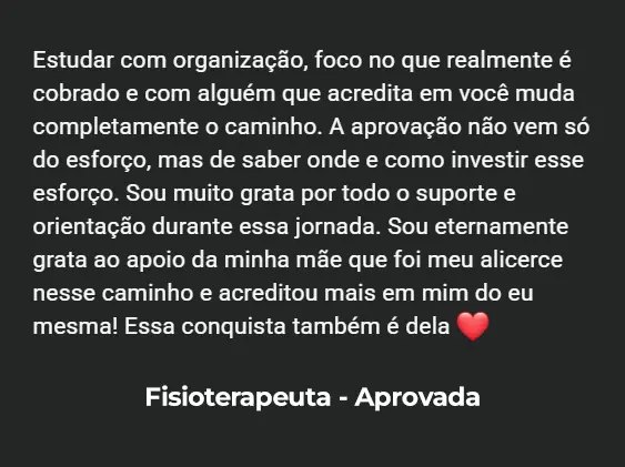 Depoimento de aluno aprovado — Fisioterapeuta, Curso Prius