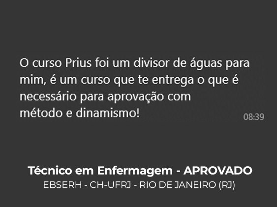 Depoimento de aluno aprovado — Técnico de Enfermagem, Curso Prius