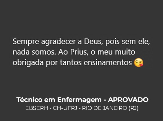 Depoimento de aluno aprovado — Técnico de Enfermagem, Curso Prius